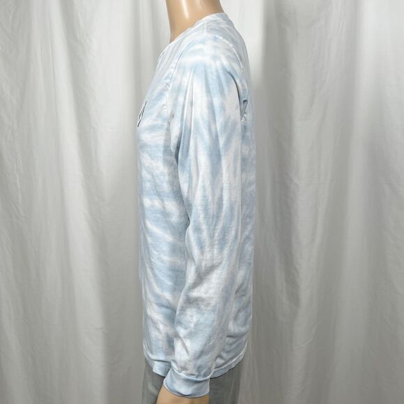 Volcom Men's Medium Blue White Tie Dye Stone Logo Modern Fit Long Sleeve T-Shirt - Picture 3 of 8